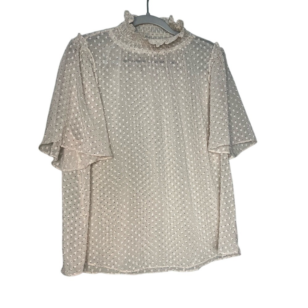Everleigh smocked neck cream polka‎ dot blouse whimsical girly